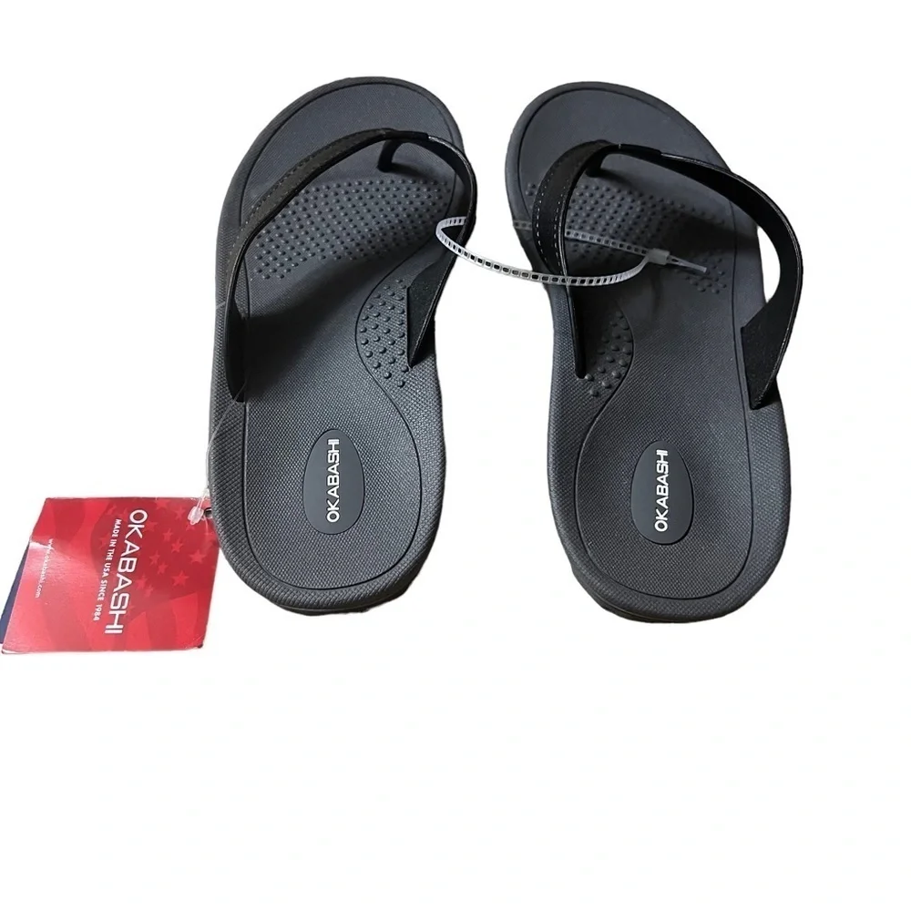 OKBASHI Black Surf Flip Flop Sandals Vegan Men’s Size XL Made in USA -- NWT